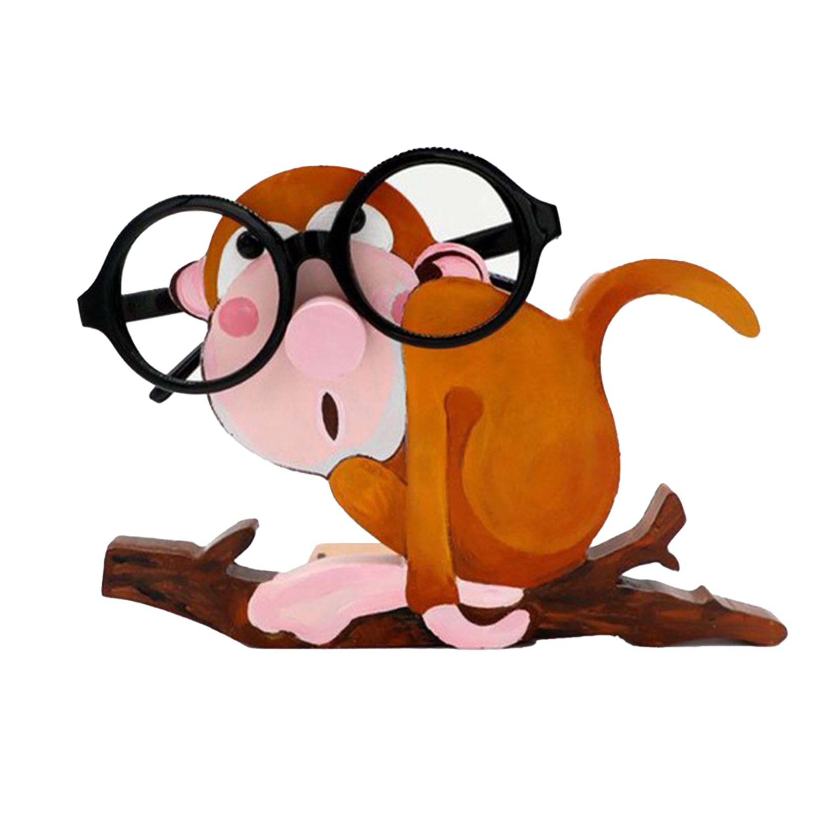 MINGZHE Handmade Wood Carved Animal Eyeglass Holder Wooden Animal Glasses Holder Cute Animal Eyeglass Display Stand Rack Home Office Desktop Decoration Gift(Monkeys)
