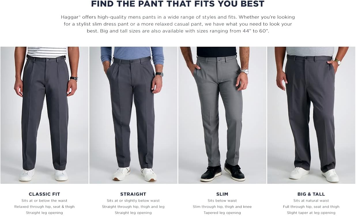 Haggar Mens Pants Haggar Men's Premium No Iron Khaki Classic Fit