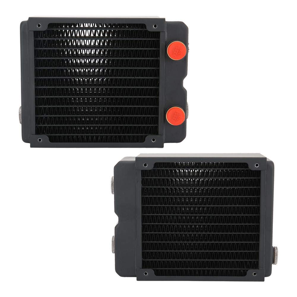 G1/4 120mm Computer Water Cooling Copper Radiator, 3-Layer 12-Tube PC Cooler Heatsink with Copper Radiator Fins and Brass Water Chamber