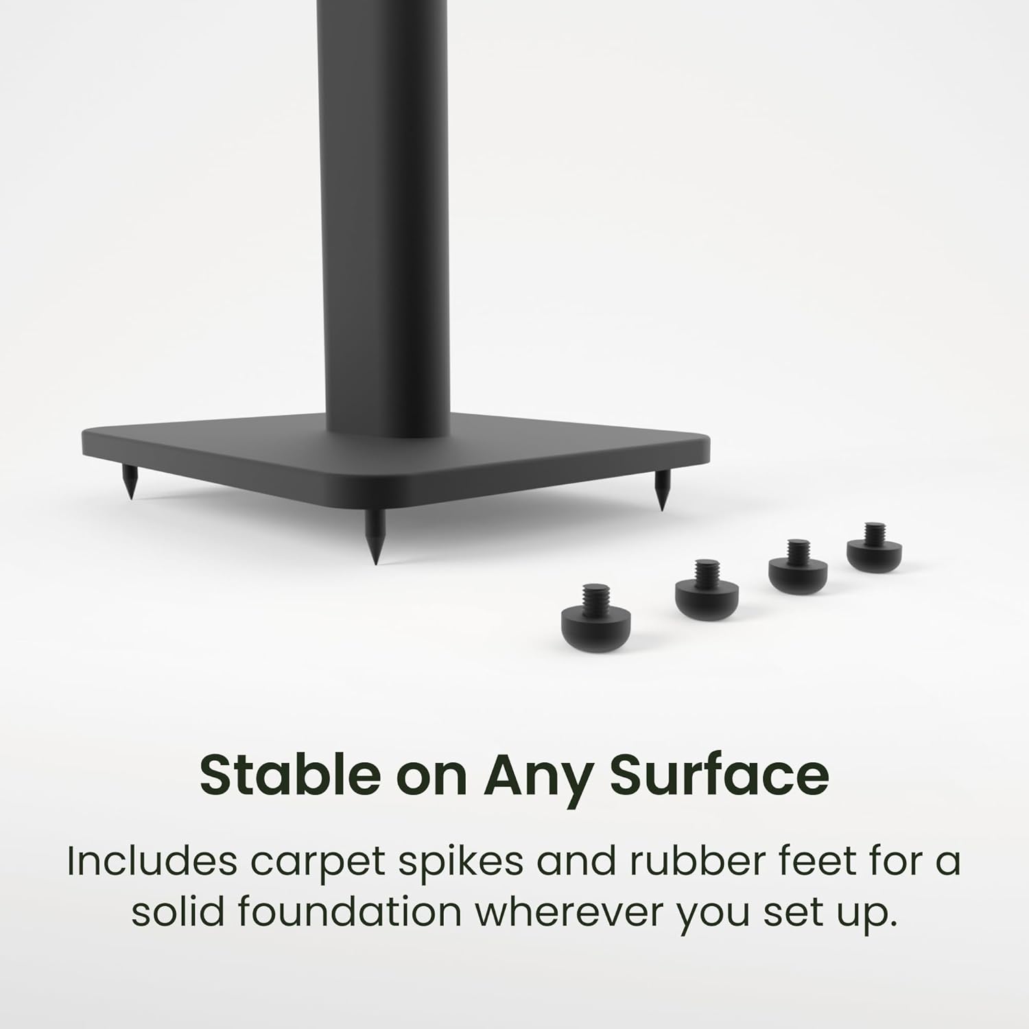 Kanto SPH Universal Height Adjustable Floor Speaker Stands for Bookshelf Speakers up to 30 lb (13.6 kg) | 24”-42” Height Adjustment | Internal Cable Management | Pair | Black - Image 5