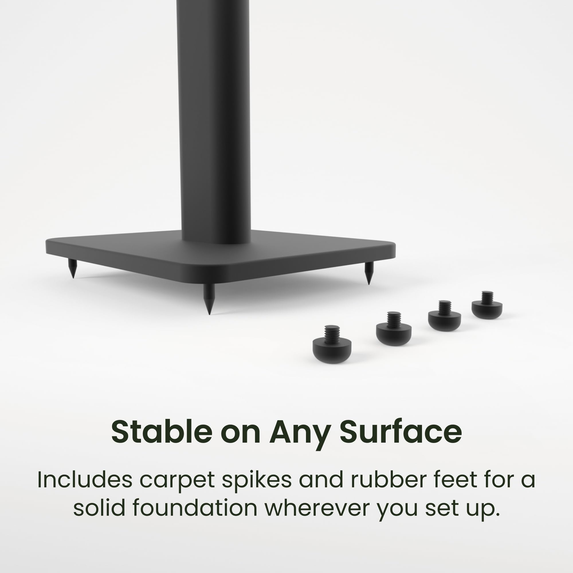 Kanto SPH Universal Height Adjustable Floor Speaker Stands for Bookshelf Speakers up to 13.6 kg | 24”-42” Height Adjustment | Internal Cable Management | Pair | Black