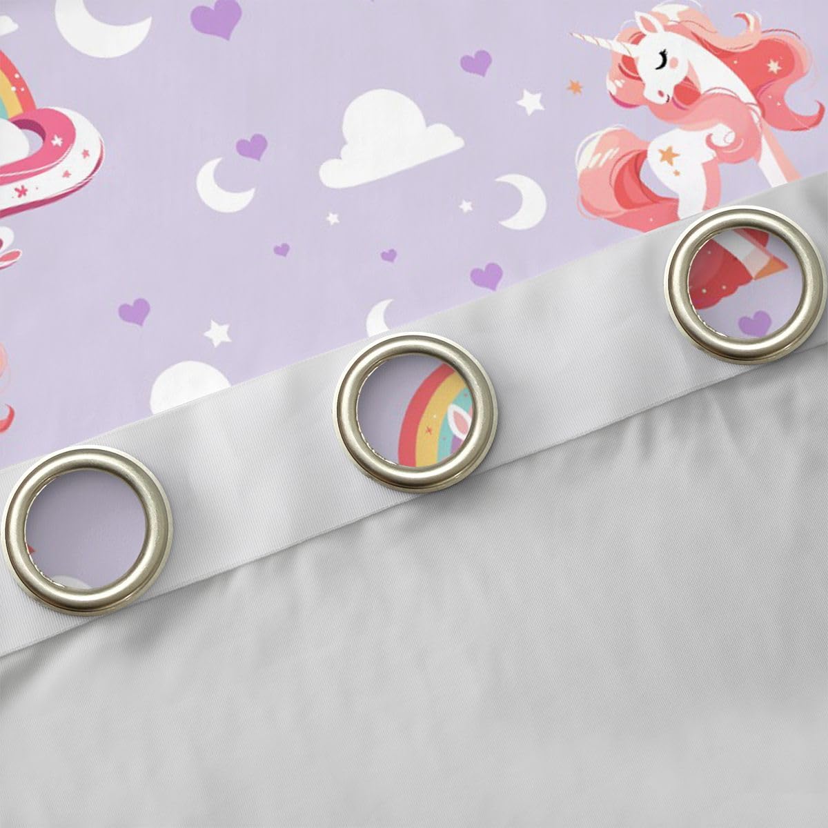 Homewish Tende per finestre con unicorno, 168 x 228 cm, set di 2 pannelli, tende oscuranti arcobaleno viola rosa tende per finestre galassia stelle fantasy per camera da letto