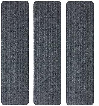 Stair Treads Collection Indoor Skid Slip Resistant Carpet Stair Tread Treads Dark Grey, Set of 3 7 in x 24 in
