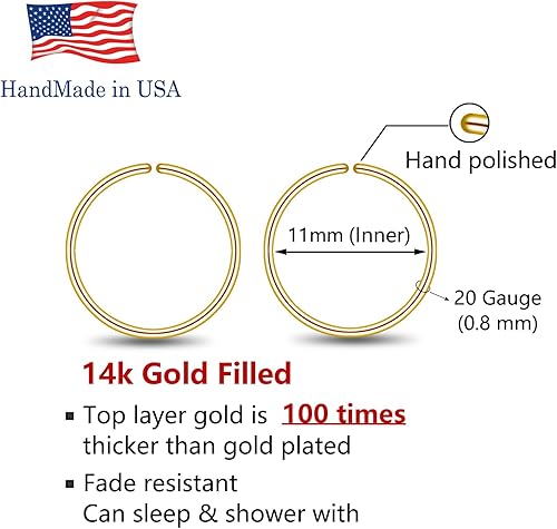 Miniatura 64 de Small Gold or Sterling Silver Huggie Hoop Earrings for Women Cartilage Nose Helix Tragus