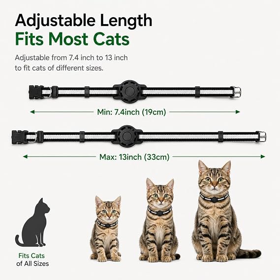 GPS Collar for Cats (Android Only) Smart tag,Pet Tracker,Waterproof Compatible with Google Find My,No Monthly Fee,Advanced Tracking Solution Smart Collar for Pet Safety Ideal Small Large Cats