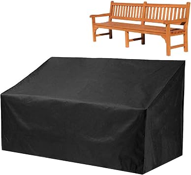 Patio Bench Seat Cover Waterproof, 4 Seater Outdoor Bench Cover Dustproof, Windproof Anti-UV Tearproof 210D Oxford Fabric Garden Loveseat Sofa Recliner Glider Bench Patio Furniture Dust Cover