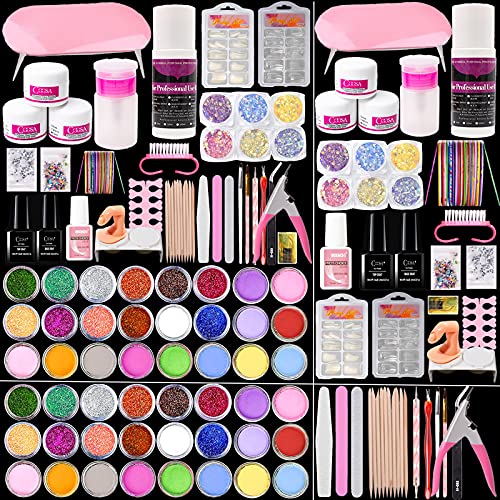 Rechoo Acrylic Nail Kit with Professional Nail Dryer - All-in-One Acrylic Powder and Liquid Set for Manicures and Pedicures