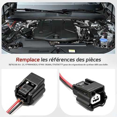Nikovoke 2-Paquet Connecteur de Capteur ABS Pré-câblé, Connecteur Électrique 2 Broches pour Système ABS de Véhicule - DJ7021K-0.6-21,479004CB2A,47901-1KA0A,576556777 – vue 4