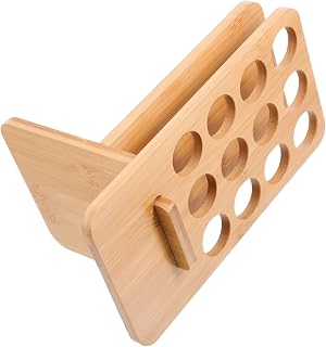 COLLBATH 12 Slot Bamboo Essential Oil Bottle Organizer for Desktop Display | Detachable Tray Layout, Adjustable Arrangement, Perfume and Nail Bottle Use, Sturdy Decorative Storage