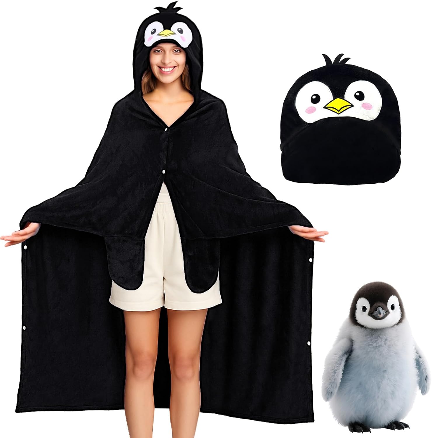 Wearable Blanket Hoodie Adult - Super Soft Animal Blanket with Gloves, Comfortable Warm Gifts for Party Halloween Christmas