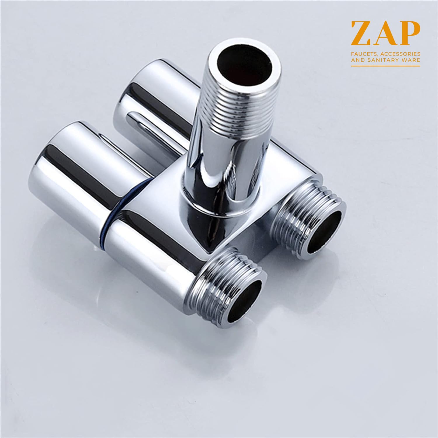 ZAP Brass 2-in-1 Angle Valve for Bathroom | Chrome Plated Dual Outlet Angle Cock with Wall Flange | Stainless Steel 2 Way Bib Tap for Health Faucet, Jet Spray, Wash Basin & Toilet Shower Connection 4