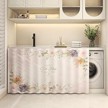 Kitchen Sink Skirt, Dust-Proof Cabinet Privacy Curtain, Short Curtain for Desk, Bathroom, and Shelves - No-Sew Easy Install Home Decor Organizer,F,W31in80cm/H16in40cm