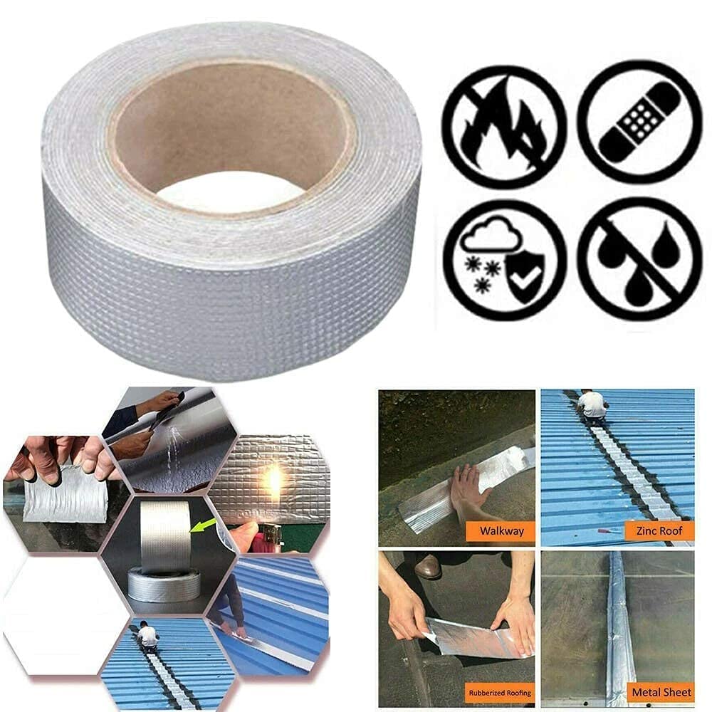 Rolozy Aluminium Foil Tape Self adhesive UV Protection Waterproof Tape Suitable for Roof Leak, Surface Crack,Window Sill Gap,Pipe Rupturet, Sealing,Home Renovation(2 inch,5 Meter) 4