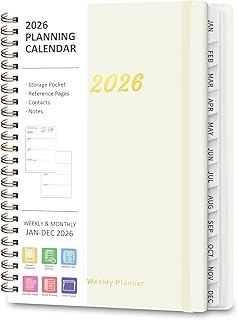2026 Planner, Weekly and Monthly Calendar Planning Agenda, Jan - Dec 2026, Academic Planner Book, Desk Accessories and Office School Supplies - A5 (6.3'' x 8.5'')