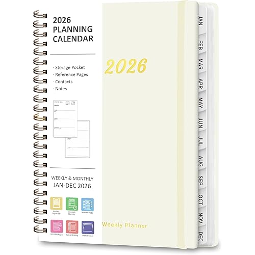 2026 Planner, Weekly and Monthly Calendar Planning Agenda, Jan - Dec 2026, Academic Planner Book, Desk Accessories and Office School Supplies - A5 (6.3'' x 8.5'')