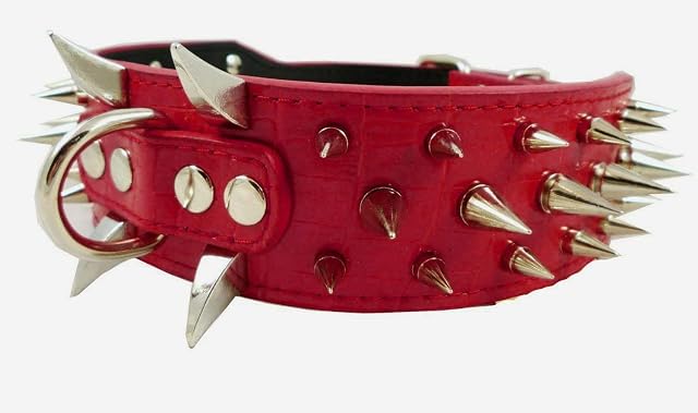 Foto 2 de 3 de Collar de Perro Collares de Cuero Acolchados Lujosos con Tachuelas Afiladas para Perros Medianos Grandes…