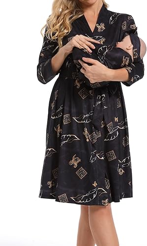 Miniatura 2 de SUFEINI Conjunto de batas de maternidad y manta a juego, bata de baño para mamá y mujer