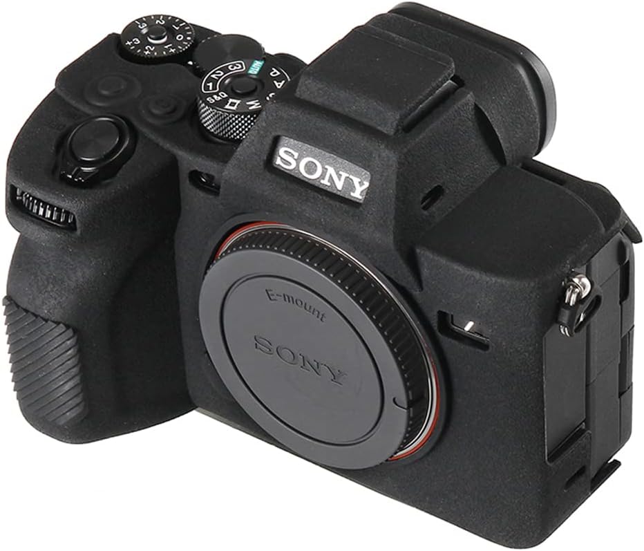 Camera Case for Sony A7RV A7R5- Protective Silicone DSLR Skin Cover, Detachable Cage, Shockproof, Dustproof (Black)