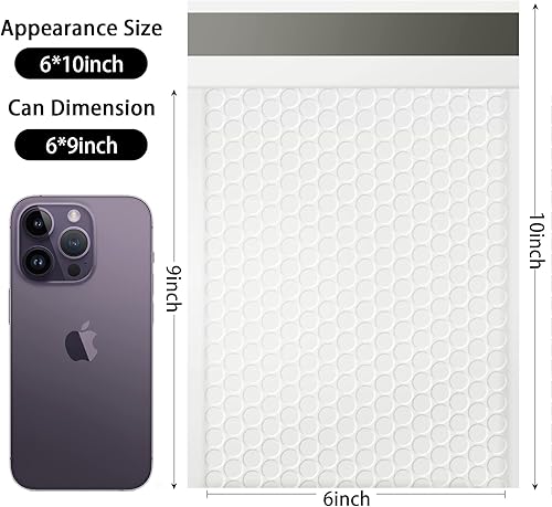 Miniatura 2 de packbabol Sobres de burbujas, sobres de burbujas acolchados de polietileno de 6 x 9 pulgadas, paquete de 100 sobres de burbujas, opacos