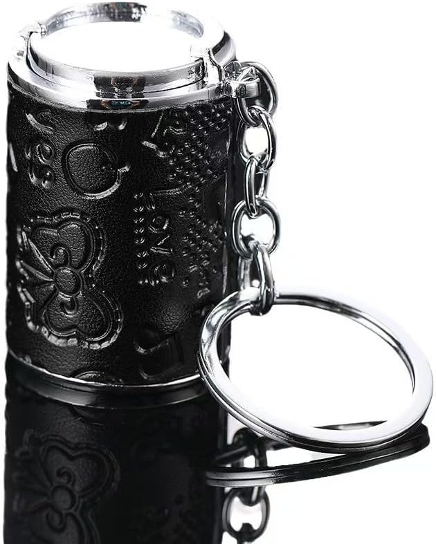 Coin Storage Keychain Mini Size, Compact Zinc Alloy Pocket Coin Bank with Embossed Cartoon Design, Loose Change Container for Daily Use, Portable Bag Charm and Keychain for Keys, Black