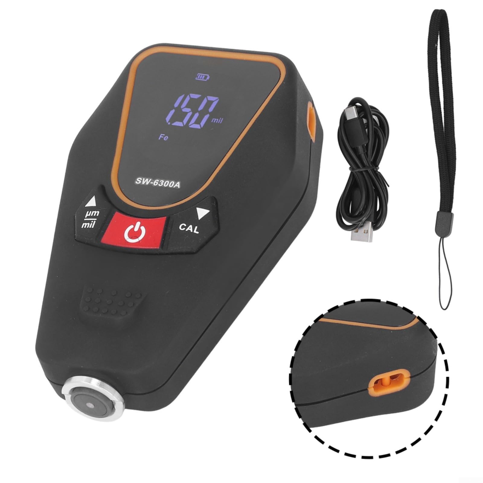 Spessimetro professionale SW-6300A, 0-1200 ° per l'ispettore della pellicola di vernice di m, sensore magnetico e corrente parassita prova non distruttiva
