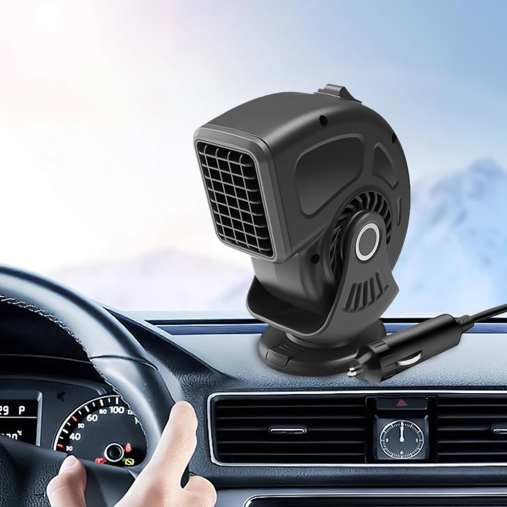 Riscaldatore per Auto, 12V Ventola di Riscaldamento per Parabrezza, 150W Ventola di Raffreddamento, 2 in 1 Riscaldamento Auto, Riscaldamento per Auto di 360°, Stufa per Auto, SUV, Campeggio