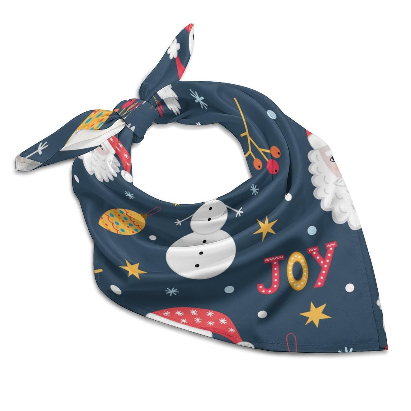 Csemeie Cute Christmas Snowman And Santa Pattern Bandana Hair Scarf Headband Adjustable Neckerchief for Men Women Decor