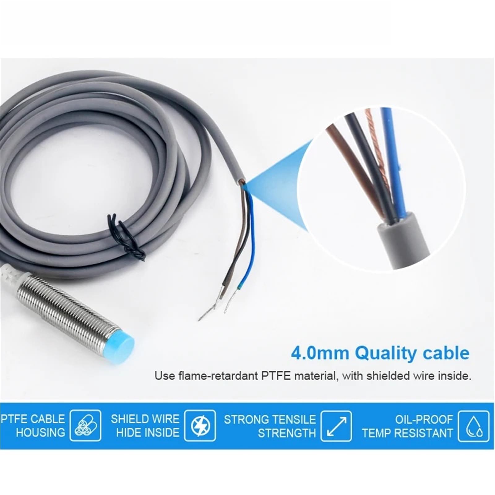 1 sztuk LM12 Indukcyjny czujnik zbliżeniowy IP68 wykrywanie metalu przełącznik ostrości 1500 Hz 8 mm/4 mm/3 mm odległość NPN/PNP DC12/24V (8MM DISTANCE, LM12 (STANDARD)-PNP NC)
