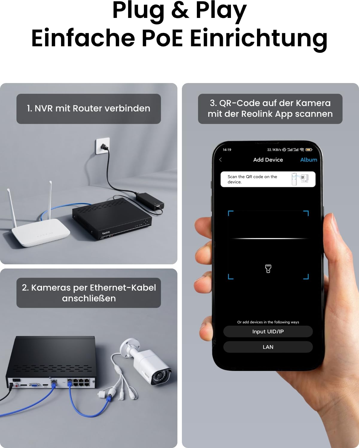 Reolink 4K PoE Überwachungskamera Aussen Set, 8CH 2TB HDD NVR, RLK8-800B6 | 6X 8MP PoE IP Outdoor Kamera mit Smarter Personen-/Fahrzeug-/Tiererkennung, 24/7 Videoüberwachung, 30M IR Nachtsicht