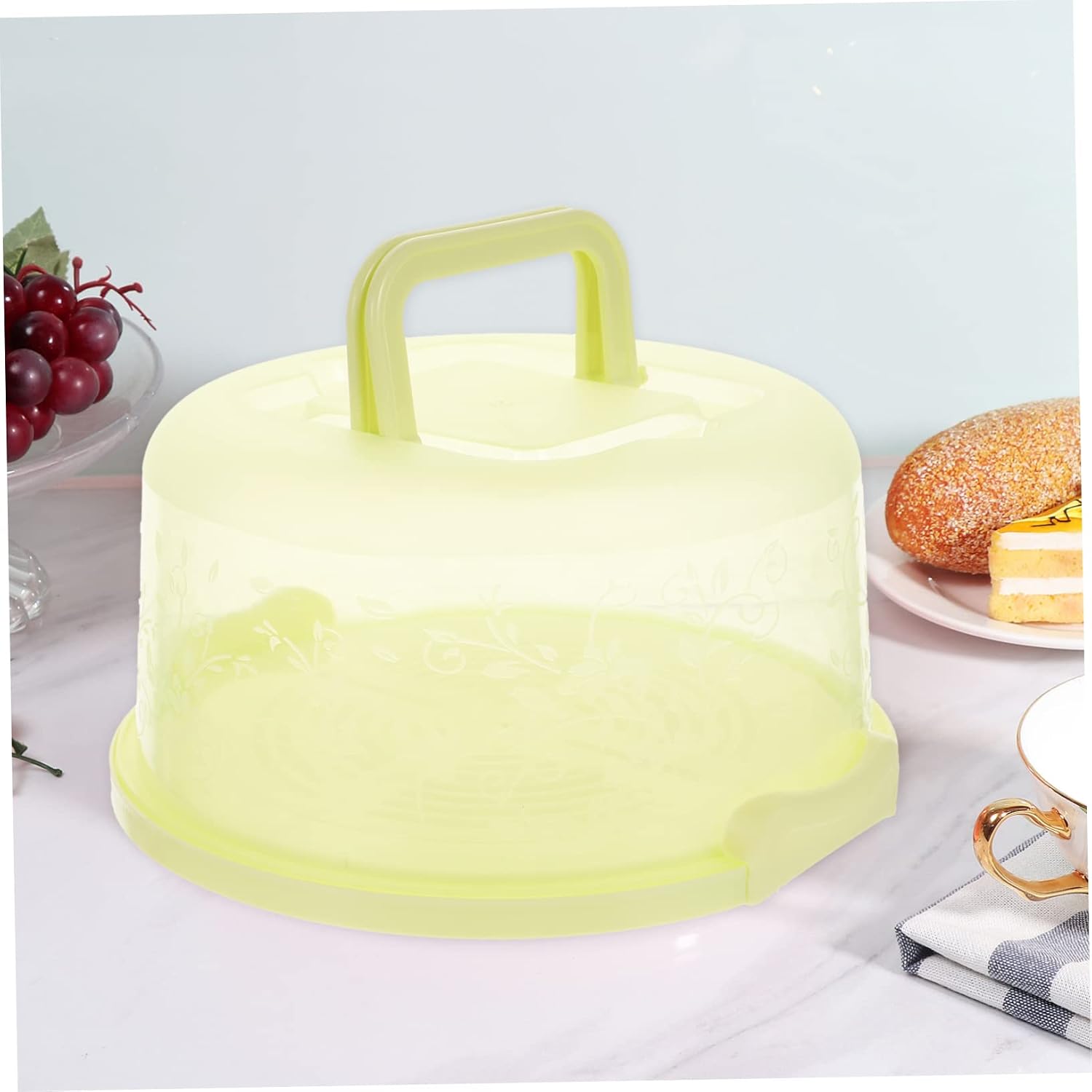 Portable Round Cake Box Buckle Closure Cake Carrier for Cookies Pies Safe Pp Material for Travel Outdoor