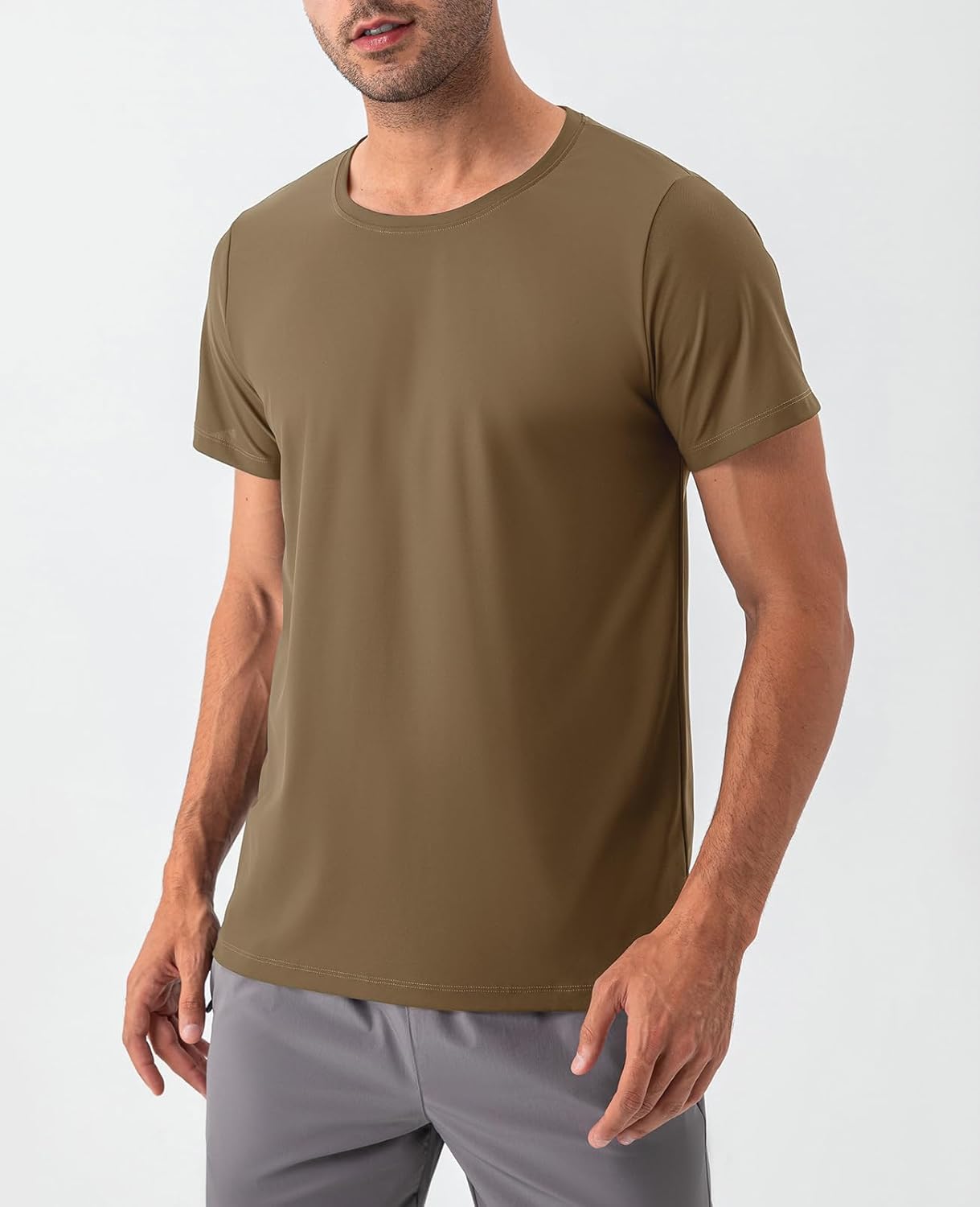 Men's Mesh Crew Neck Short-Sleeve Workout T-Shirts Breathable Active Tee Tops