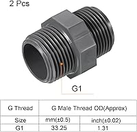 Vista 3 de PATIKIL G1 POM - Tetina de rosca macho a macho, paquete de 2 conexiones hexagonales de fontanería, color gris