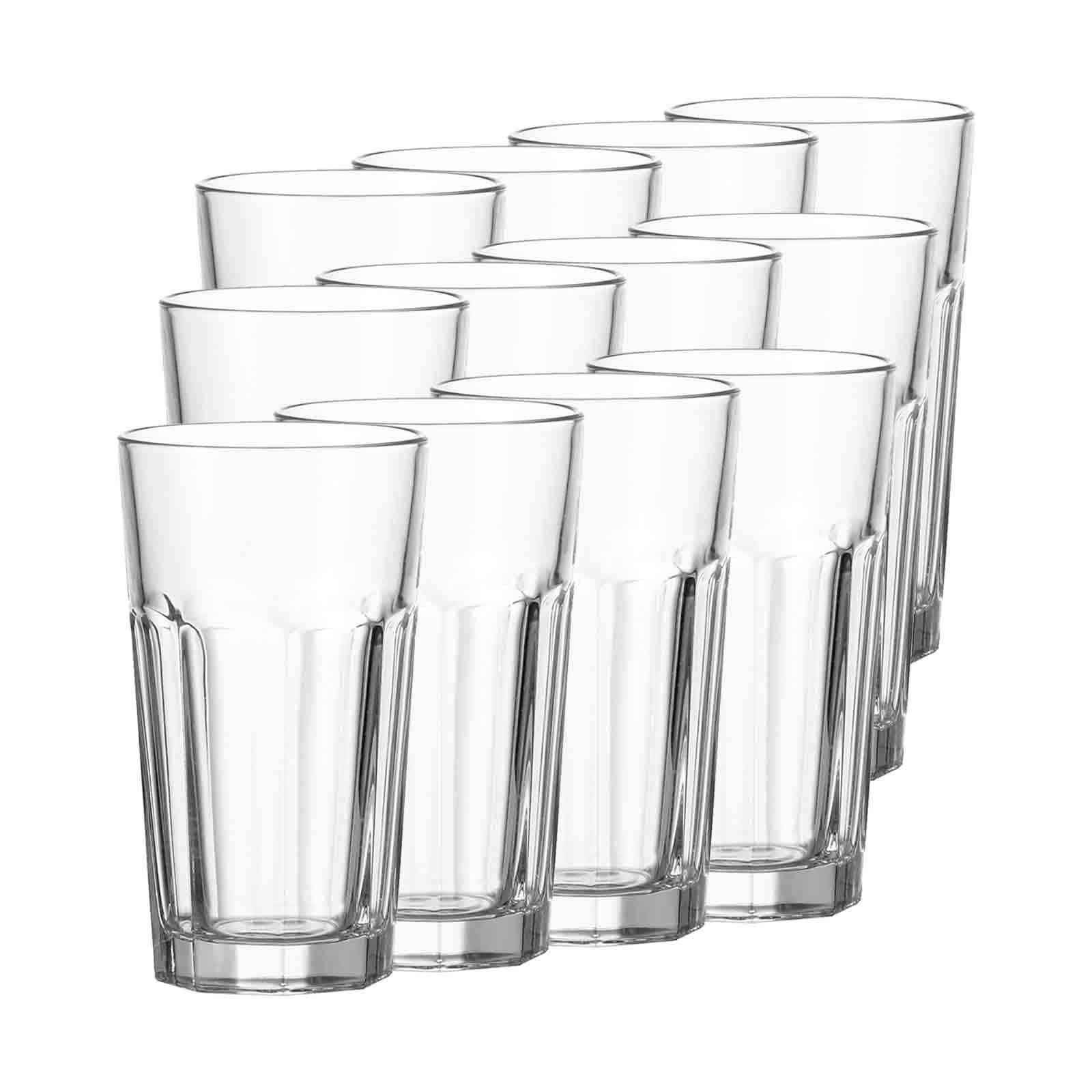 Leonardo Rock XL Longdrink-Glas, großer Trink-Becher aus Glas, spülmaschinengeeignete Wasser-Gläser, 12er Set, 540 ml, 017203