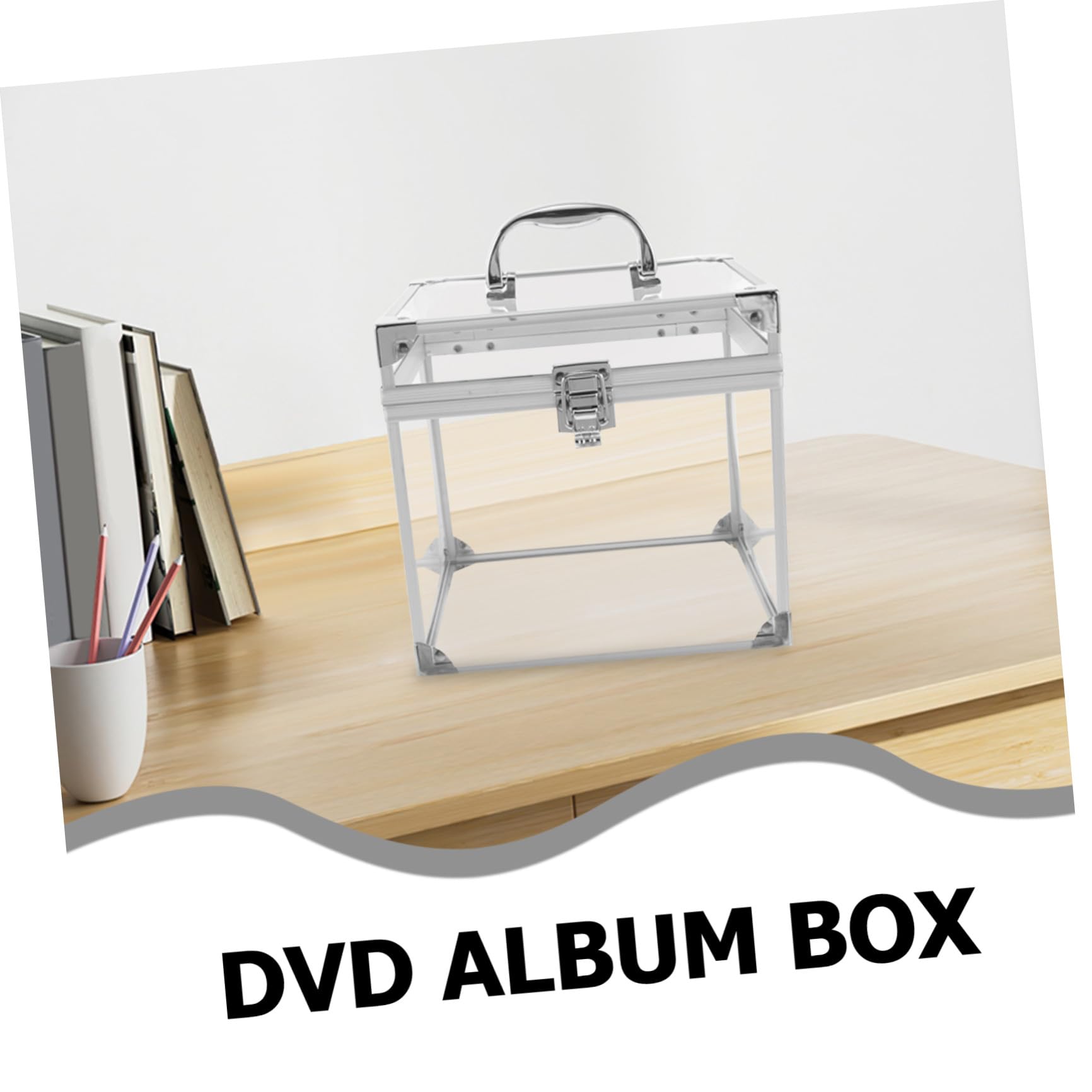 Veemoon Scatola Porta Album in Vinile e CD in Acrilico con Maniglia Portatile, Grande Capacità di Archiviazione per Casa e Studio, Design Raffinato e Facile Identificazione