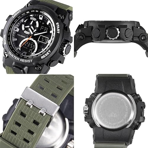 Miniatura 6 de Reloj analógico de cuarzo para hombre con doble pantalla y alarma digital con iluminación LED