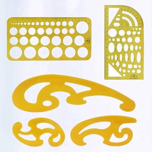 Miniatura 5 de NUOBESTY Plantillas geométricas de dibujos de reglas de medición, plantillas geométricas de plástico para encofrado de construcción de oficina y