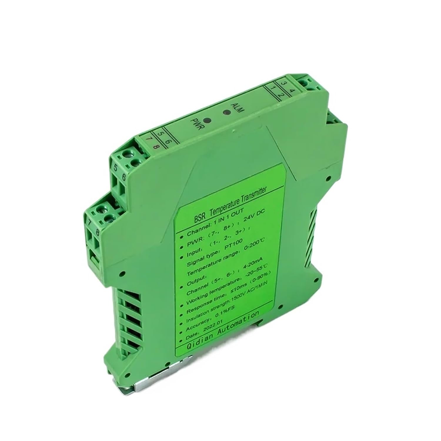Pt100 pt1000 4-20mA Multi Input Ouput Temperature Transmitter Module Signal Converter 35mm Din Rail Mount(0-200 Degree,4-20mA Output)