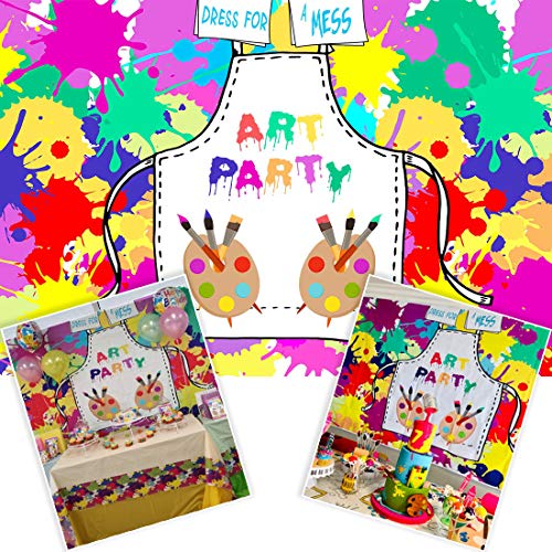 COMOPHOTO Art Paint Party Backdrops Artist Birthday Backdrop Dress for a Mess Art Party Painting Splatter Photo Background Graffiti Wall Photography Backdrop Rainbow Brush 7x5ft