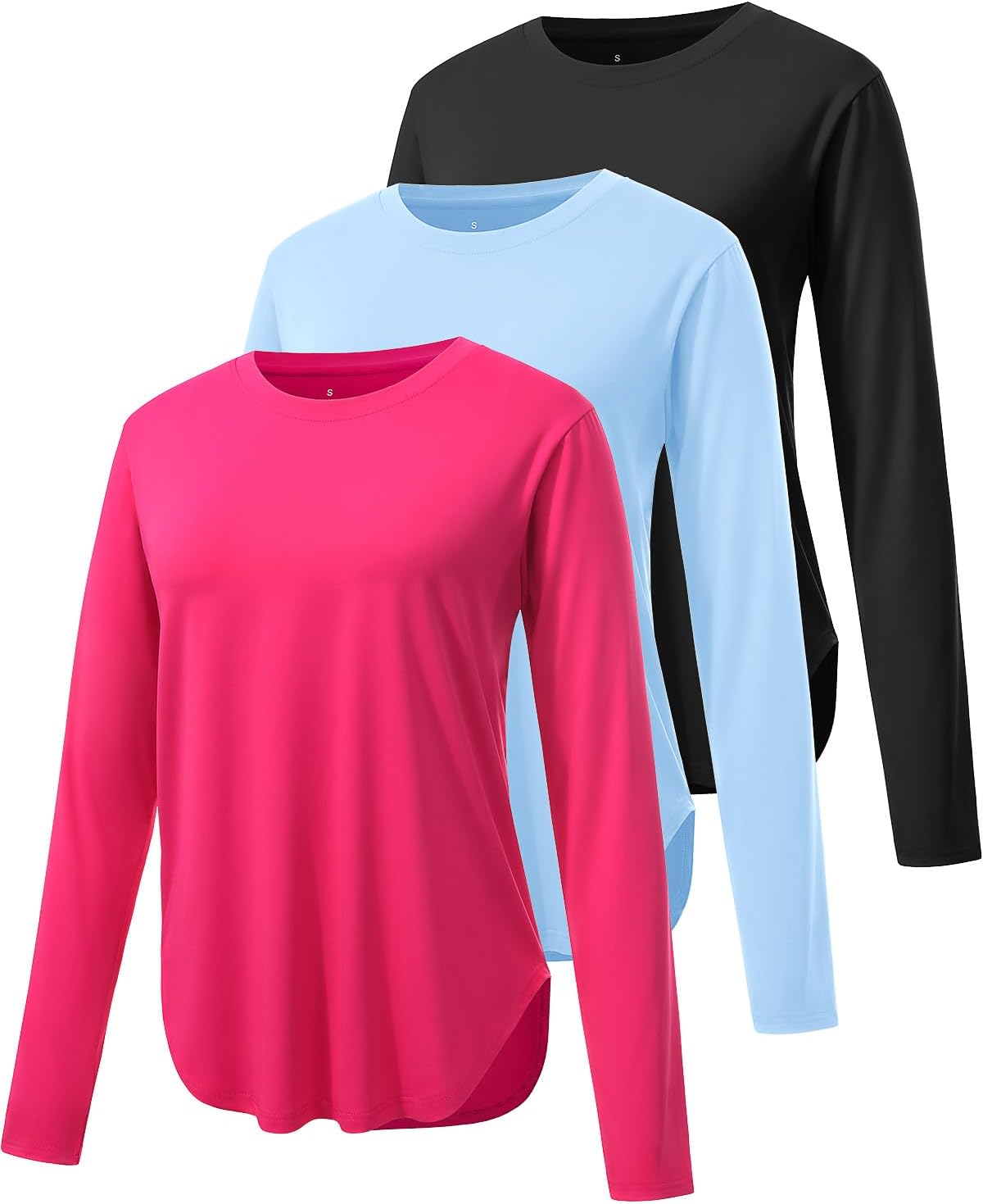 Cosy Pyro 3-Pack Workout Tops for Women Long Sleeve Athletic T-Shirts UPF 50+ Yoga Shirts Quick Dry Running Gym Tee