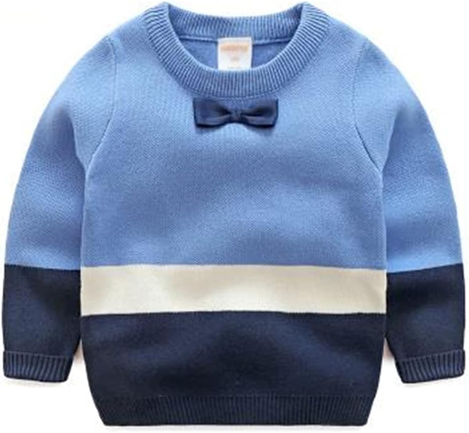 HEYDHSDC Boys 2021 Autumn Spring O-Neck Knitted School Bow Striped Long Sleeve Sweaters