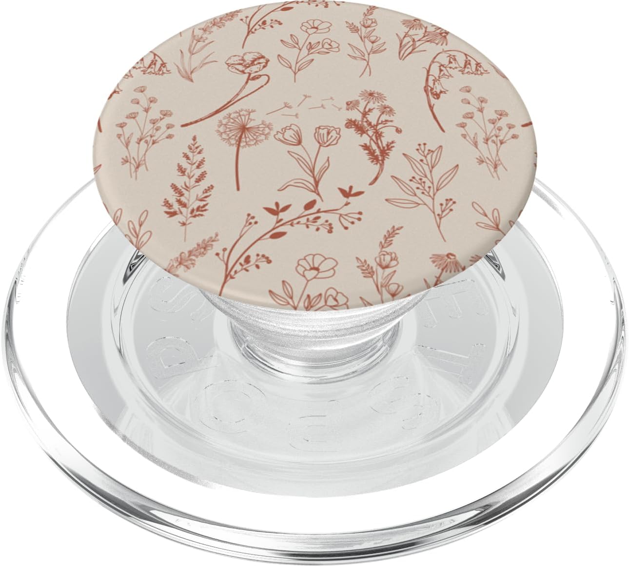 Beige Brown Wildflower Aesthetic Flower Pattern PopSockets PopGrip for MagSafe