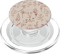 Vista 1 de PopSockets MagSafe PopGrip con diseño estético de flores silvestres beige marrón para iPhone