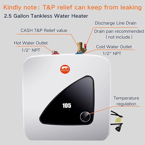 Miniatura 6 de FVSTR Calentador de agua caliente eléctrico de 120 V compacto de almacenamiento de tanque, remolque Rv Tr de 2.16 galones, 1.5 KW cocina instantánea