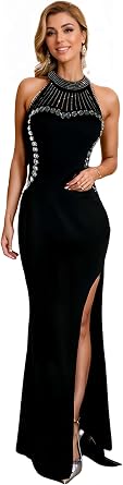 Figdaw High Slit Sexy Evening Gowns Long Prom Dress for Women Formal Elegant