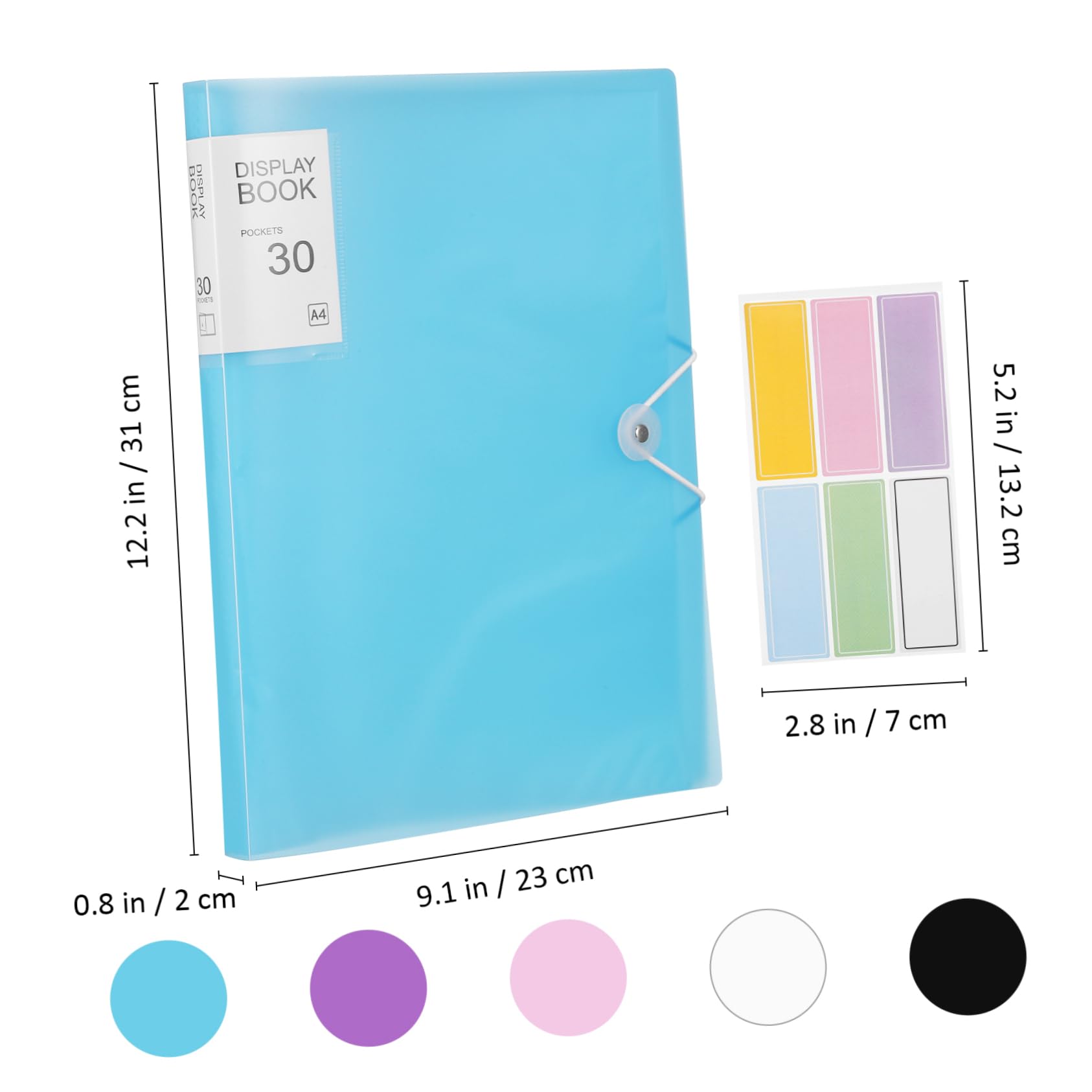 Classeur à Pochettes Transparentes A4 5 Pièces en Pp pour Organisation