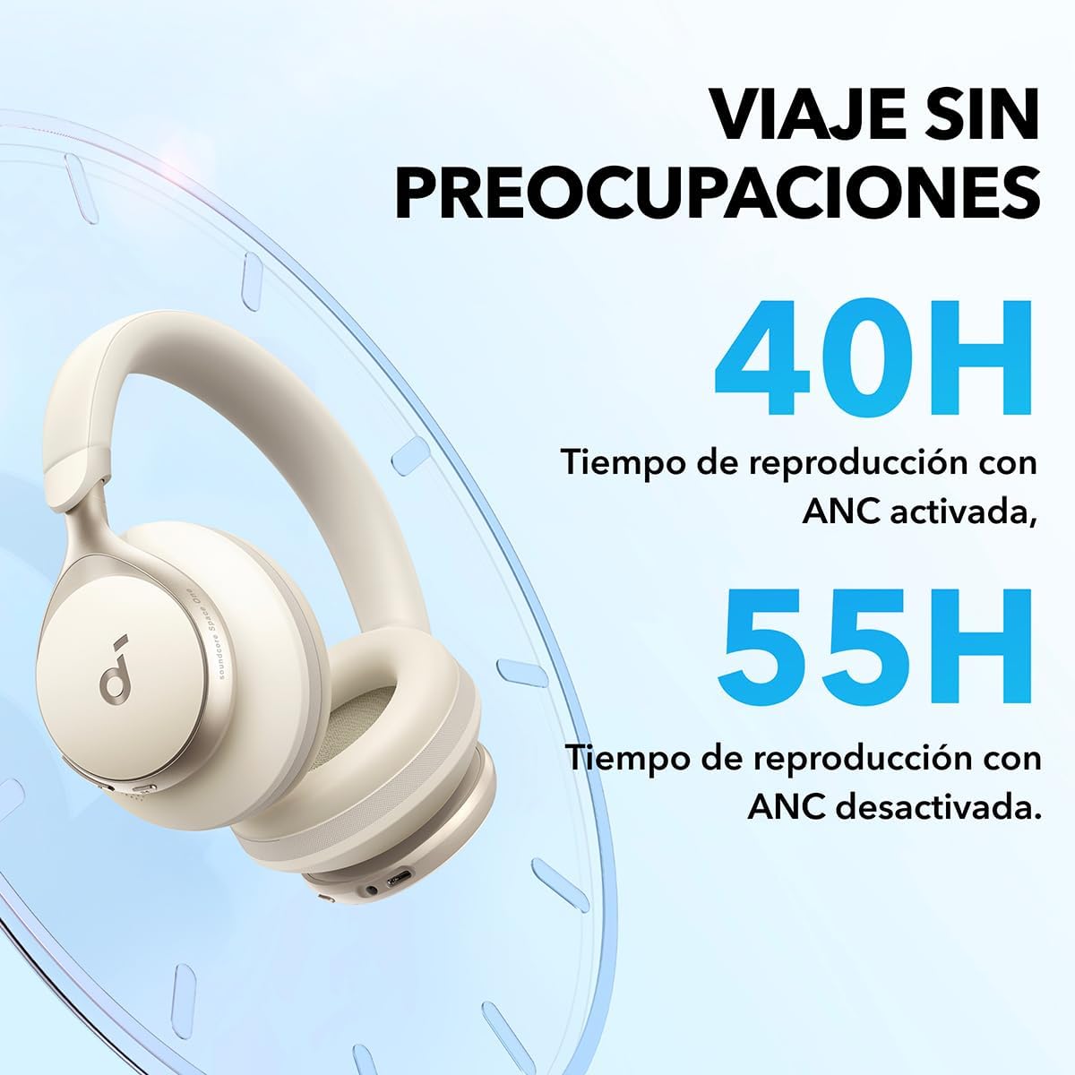 Soundcore Space One Auriculares Bluetooth ANC Adaptativa, LDAC, 40H 6