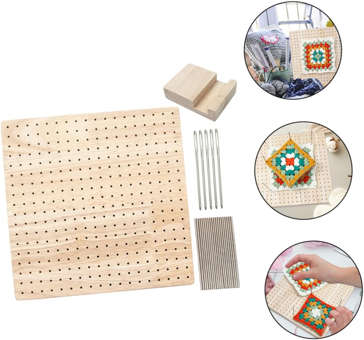 TEHAUX 1set Crochet Positioning Board and Blocking Board for Knitting Crafts Wooden Blocking Plate for Yarn Projects for Beginners and Professionals