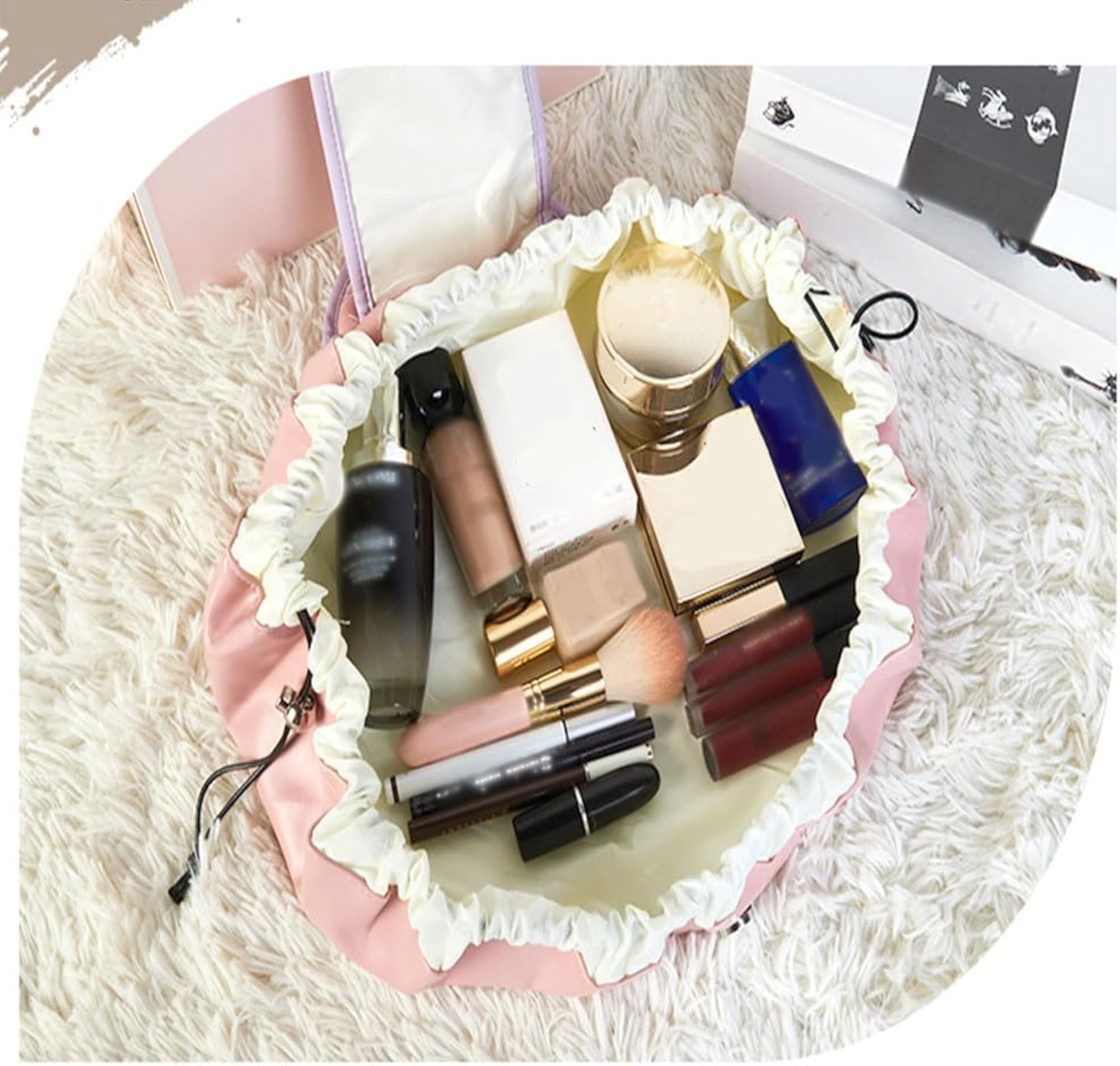 Lazy Drawstring Makeup Bag, Fashion Handbag