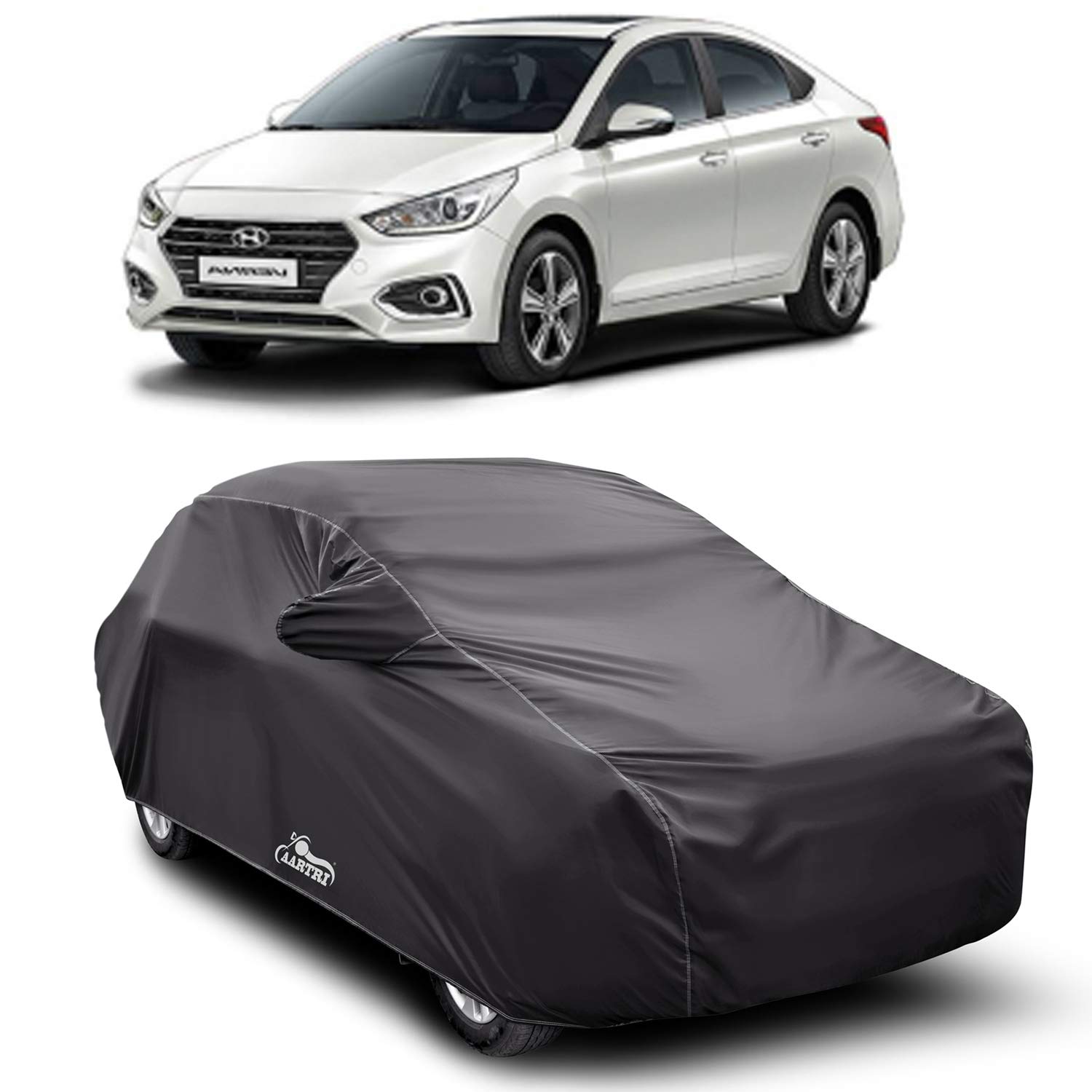 Cover Lab Presents Prime Quality Water Resistant Car Body Cover Compatible with Hyundai Verna (Grey with Mirror)
