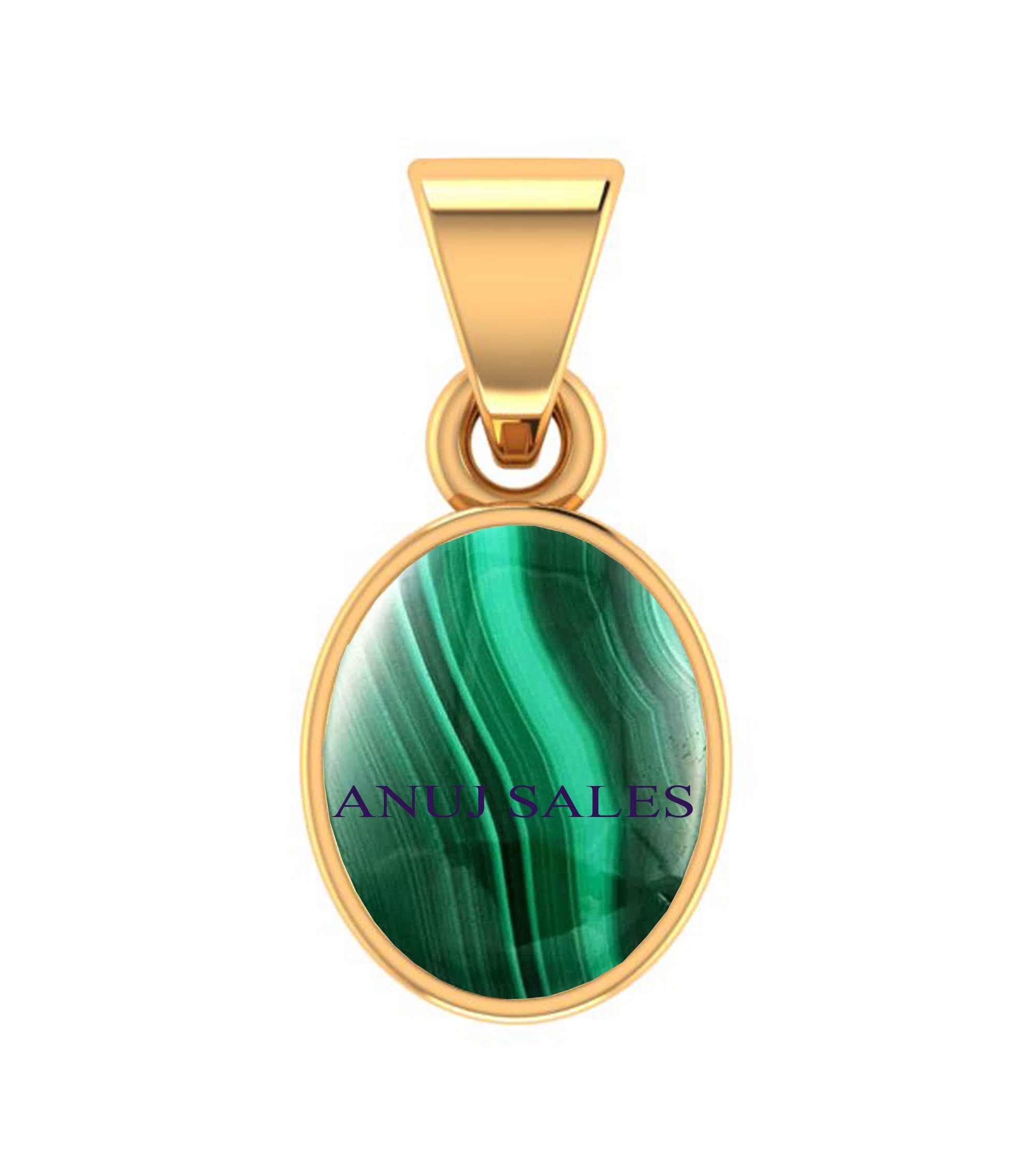anuj sales 14.25 Ratti 13.00 Carat Malachite Pendant Stone Dana Phirang Gold Pendant for Men Women-picture-37